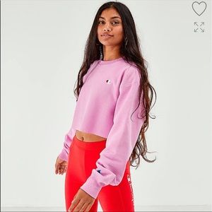 Cropped hot pink champion crew neck